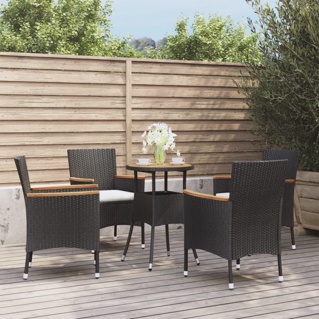 5-delige Bistroset met kussens poly rattan