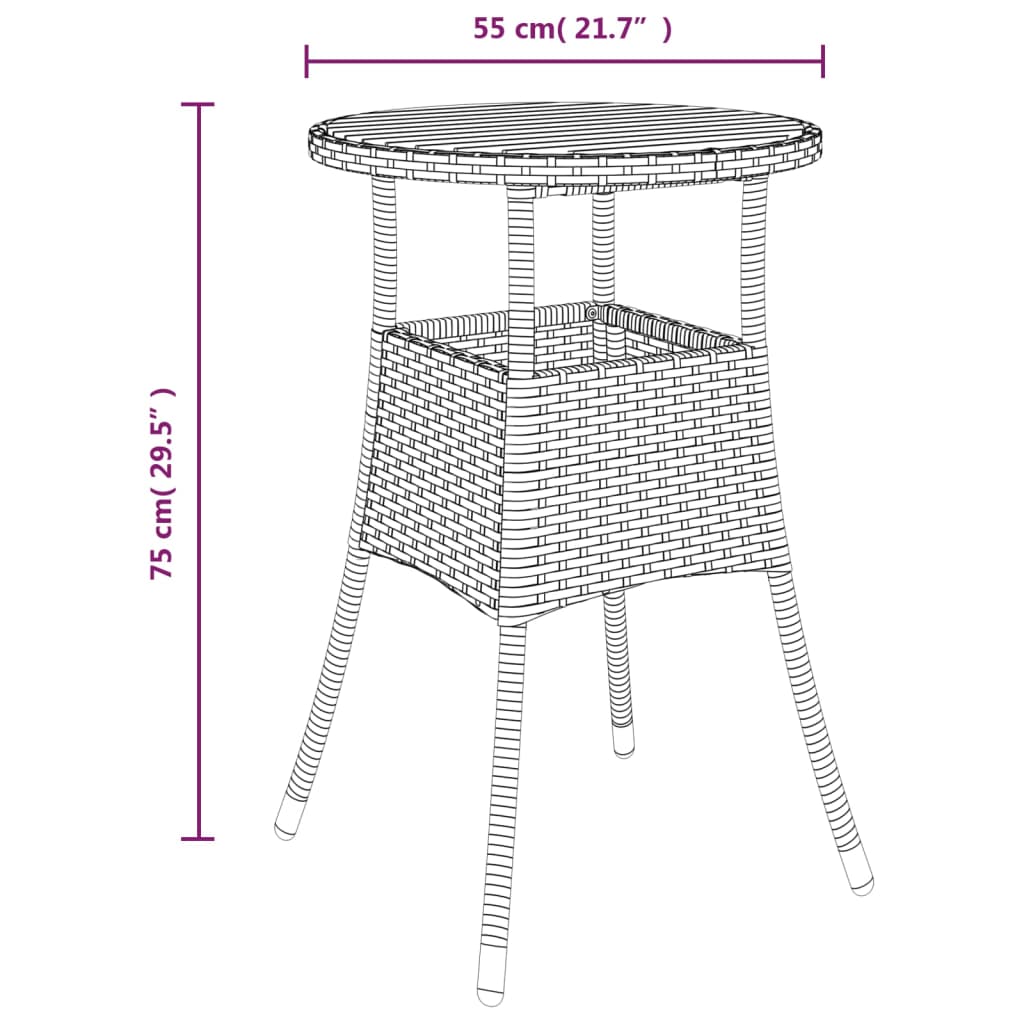 5-delige Bistroset met kussens poly rattan