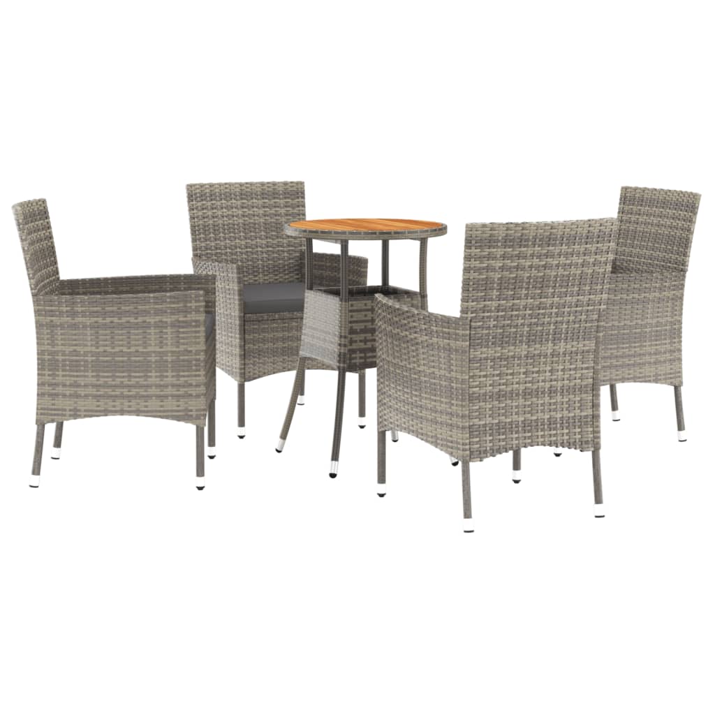 5-delige Bistroset met kussens poly rattan