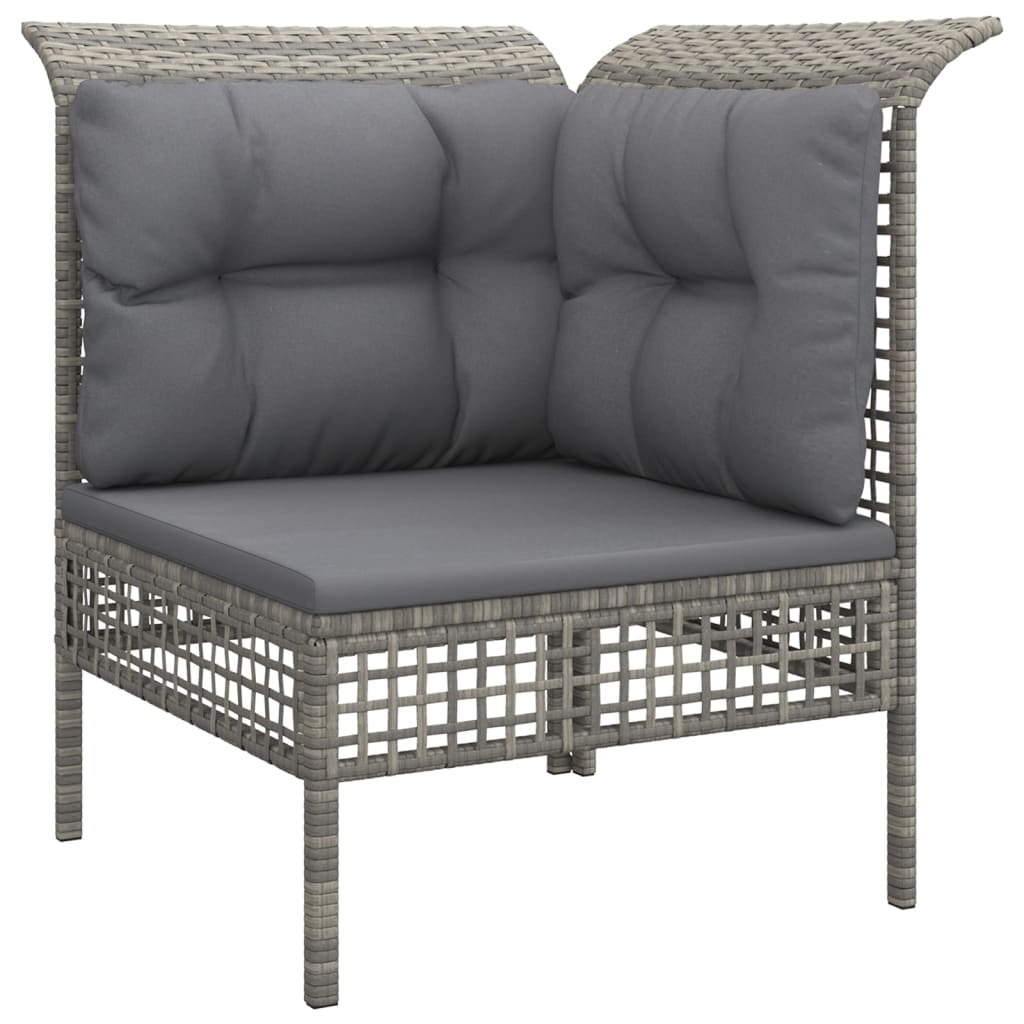 6-delige Loungeset met kussens poly rattan grijs