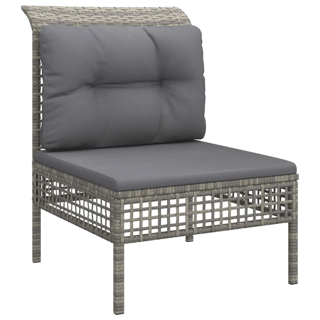 10-delige Loungeset met kussens poly rattan grijs