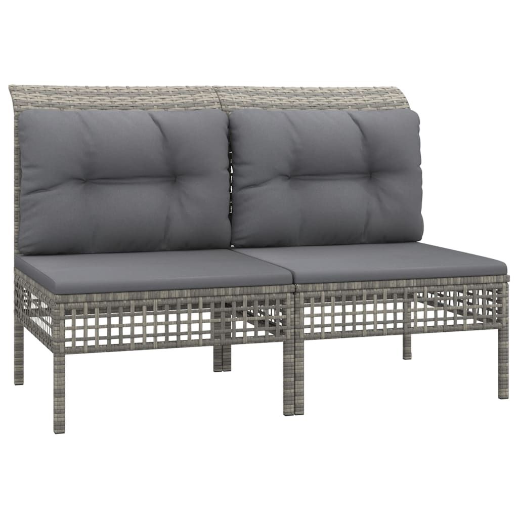 8-delige Loungeset met kussens poly rattan grijs