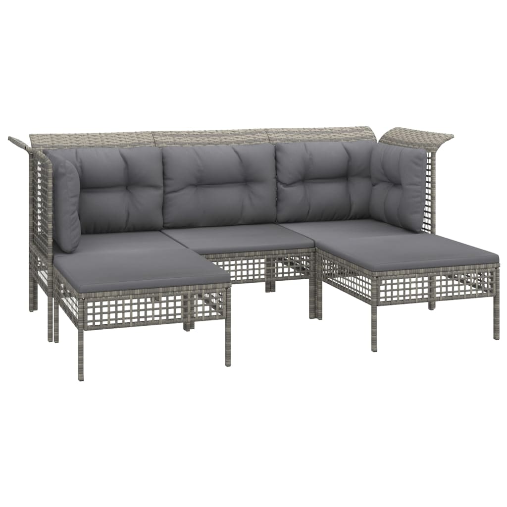 11-delige Loungeset met kussens poly rattan grijs