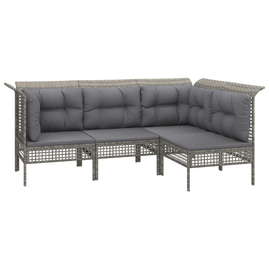 13-delige Loungeset met kussens poly rattan grijs