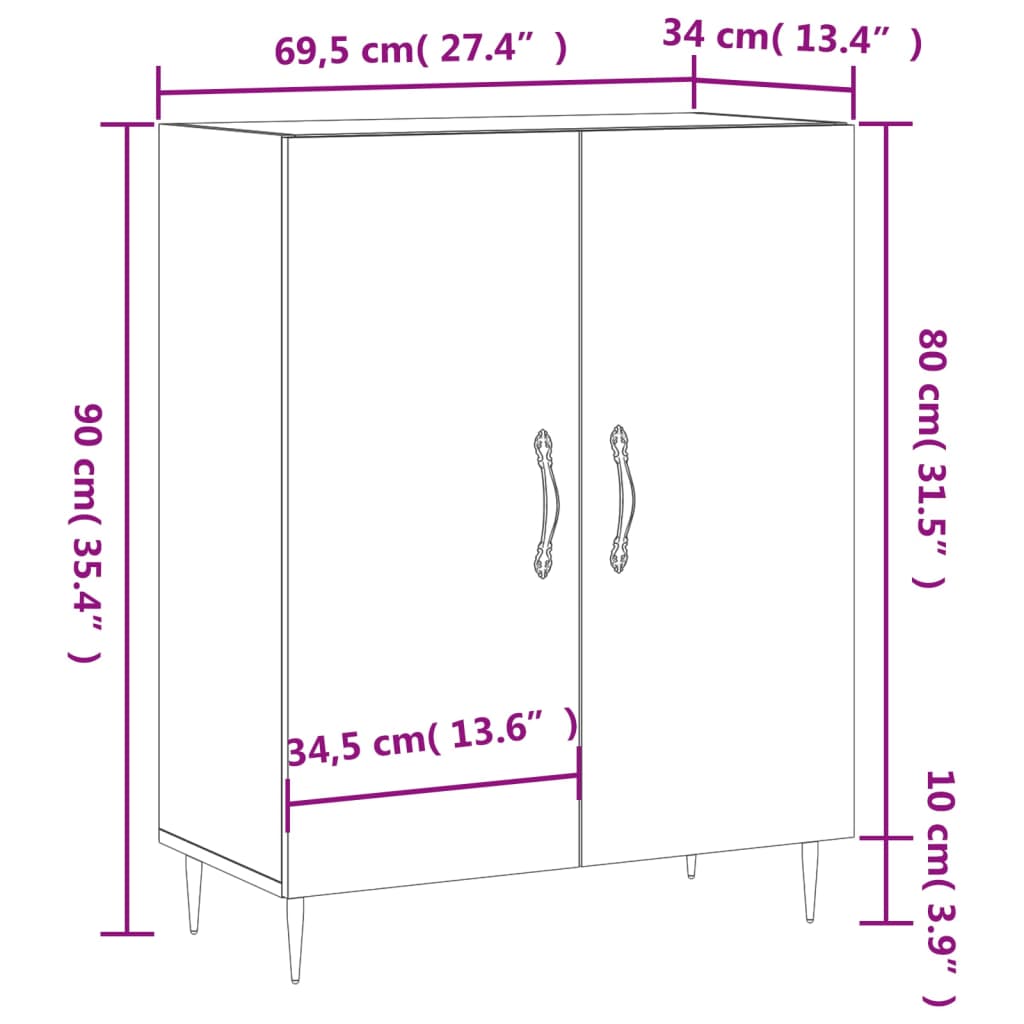 Dressoir 69,5x34x90 cm bewerkt hout eikenkleurig