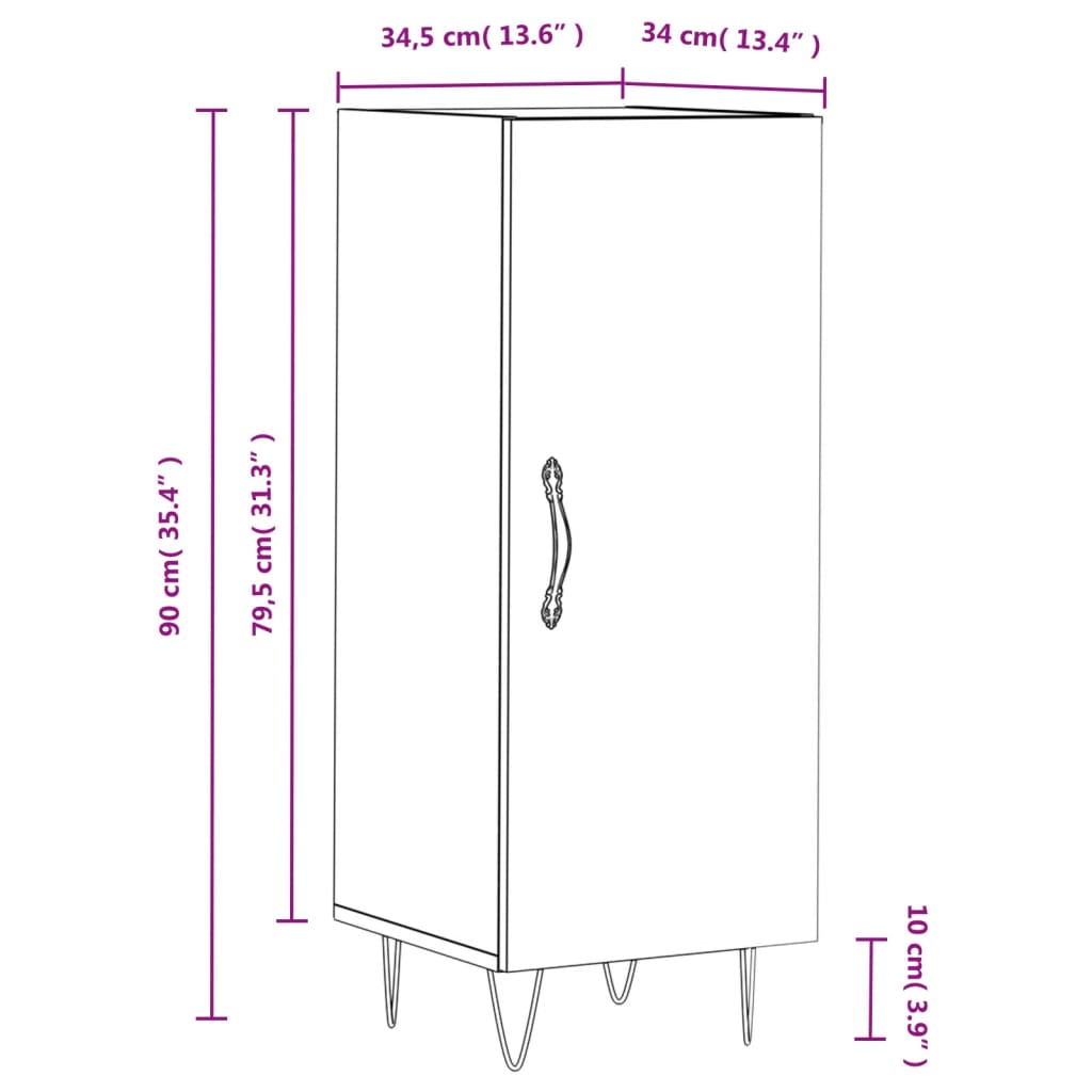 Dressoir 34,5x34x90 cm bewerkt hout