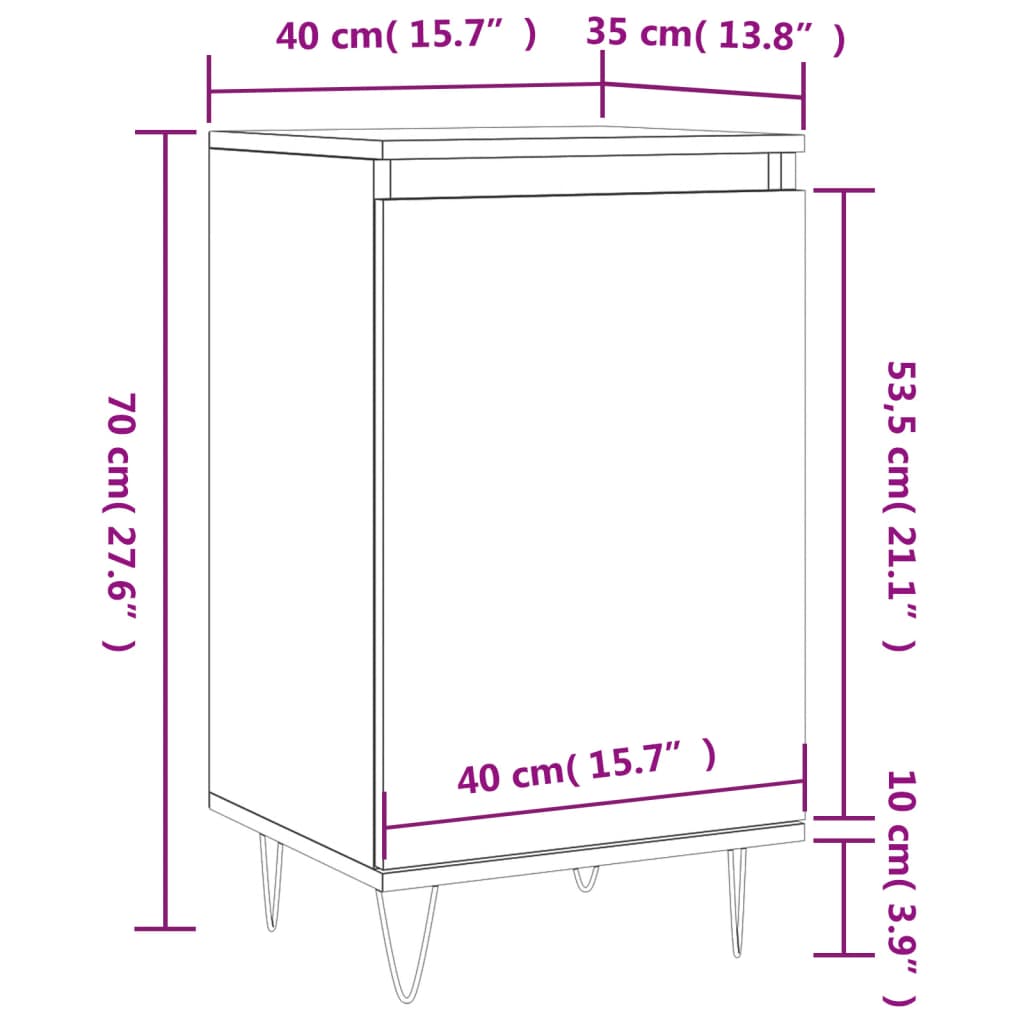 Dressoir 40x35x70 cm bewerkt hout