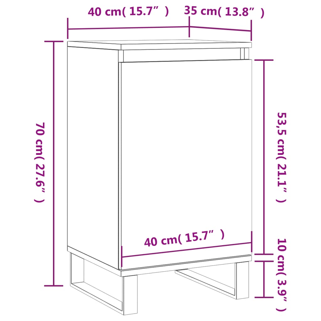 Dressoir 40x35x70 cm bewerkt hout