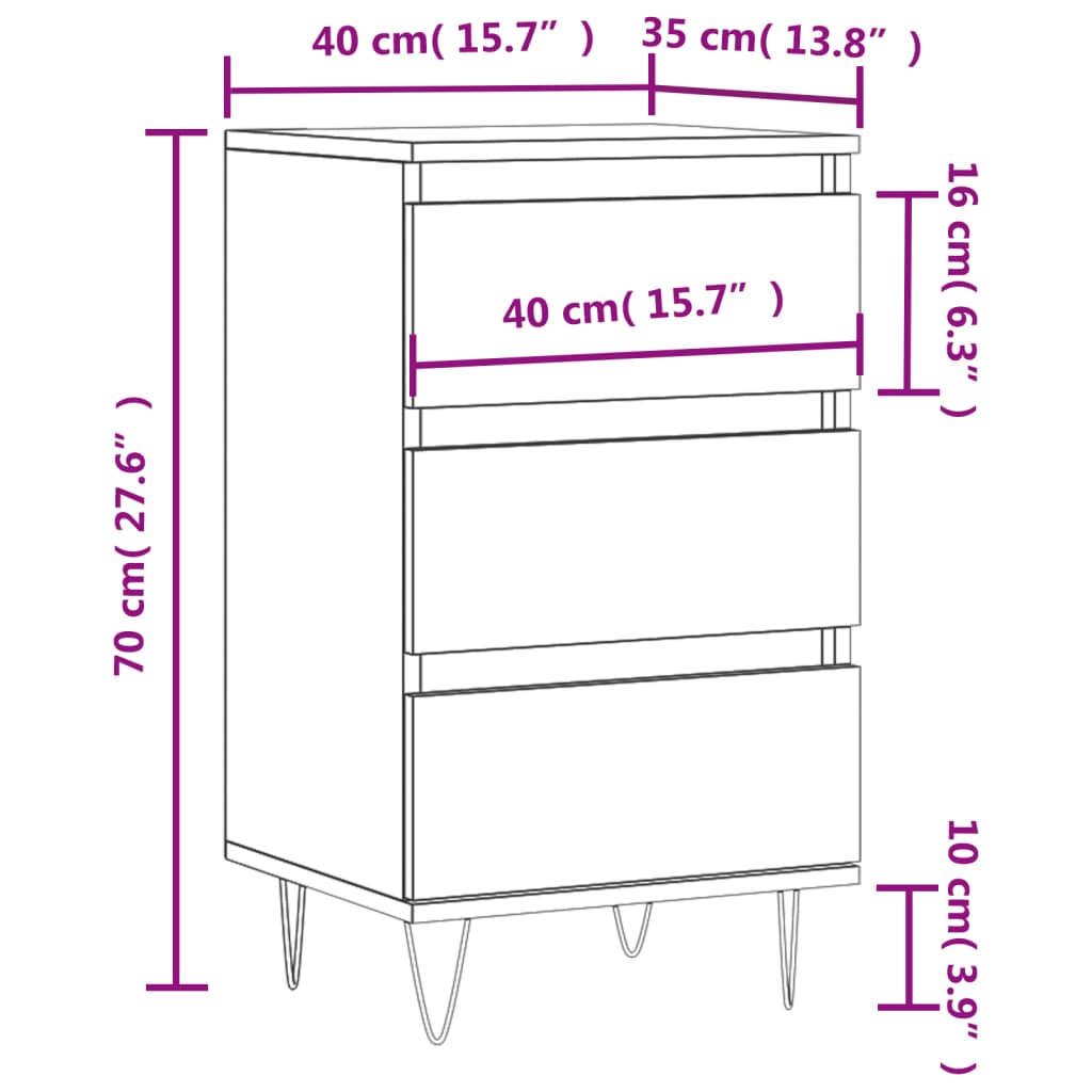 Dressoir 40x35x70 cm bewerkt hout