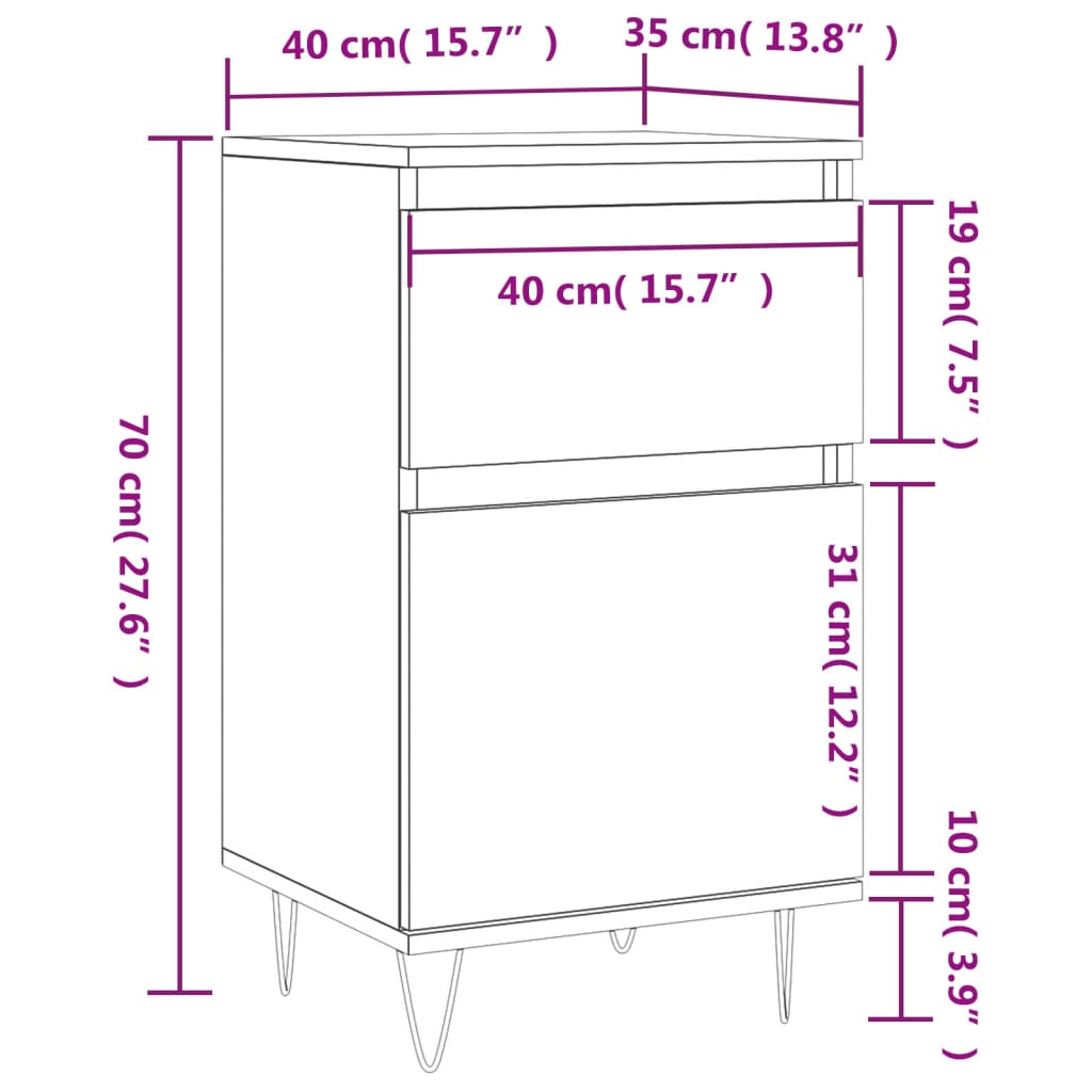 Dressoir 40x35x70 cm bewerkt hout