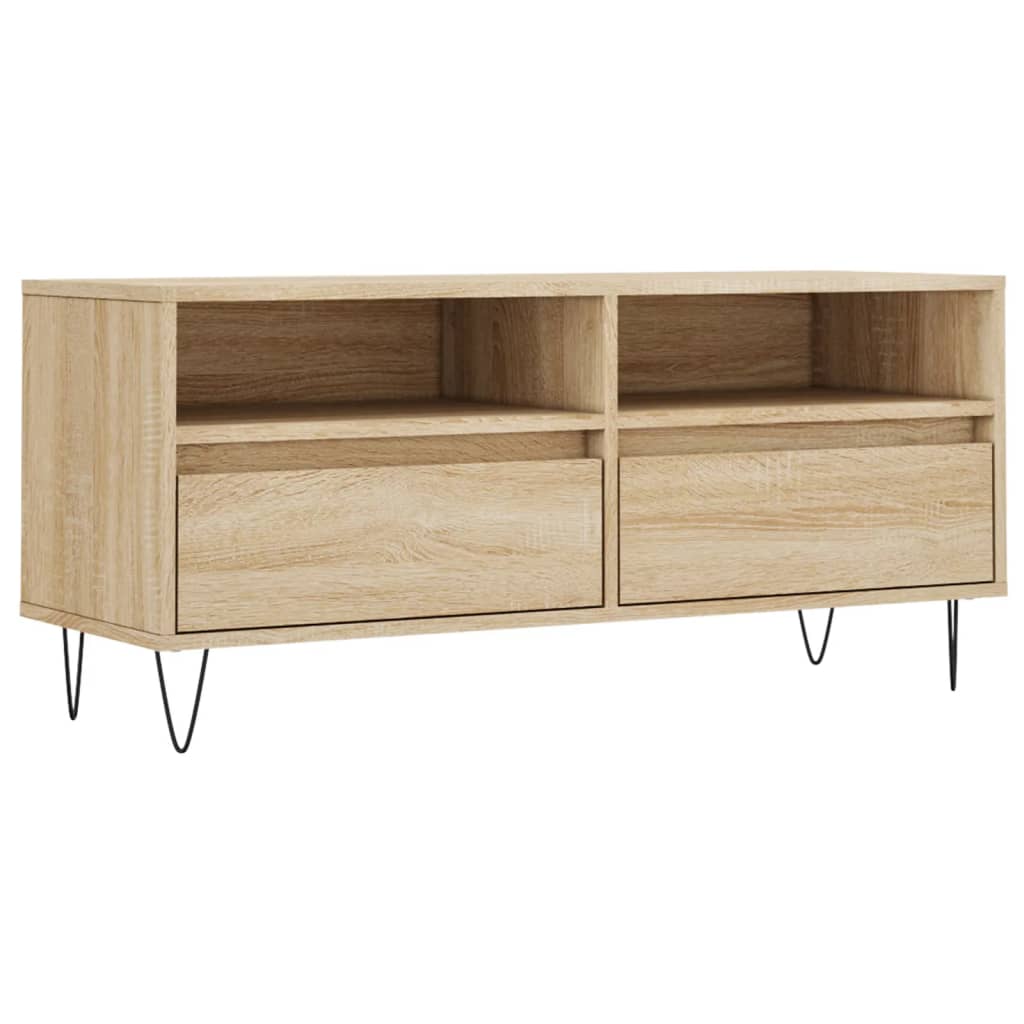 Tv-meubel 100x34,5x44,5 cm bewerkt hout eikenkleurig