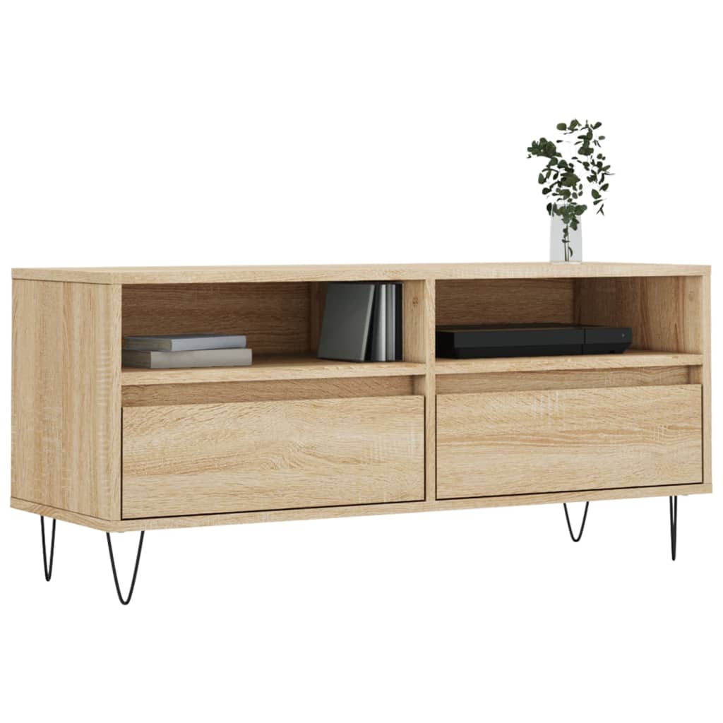 Tv-meubel 100x34,5x44,5 cm bewerkt hout eikenkleurig