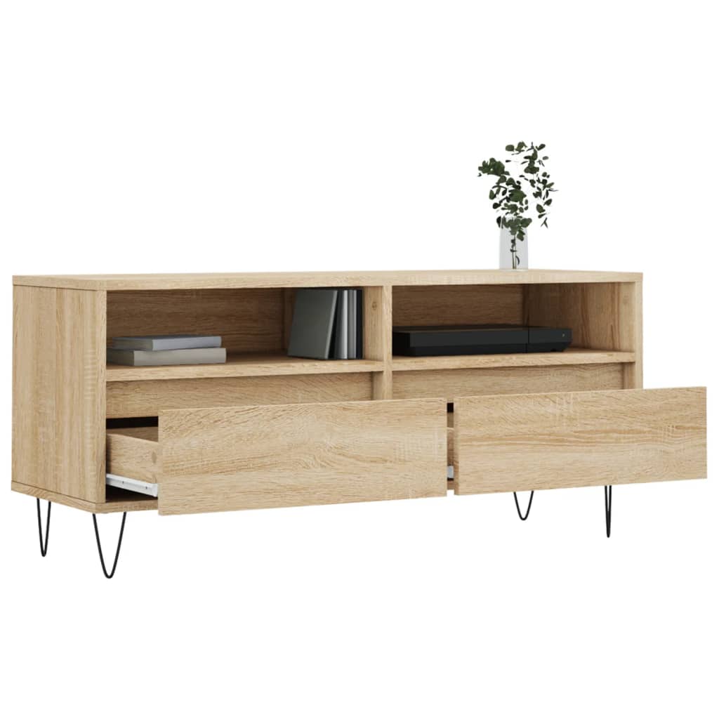 Tv-meubel 100x34,5x44,5 cm bewerkt hout eikenkleurig