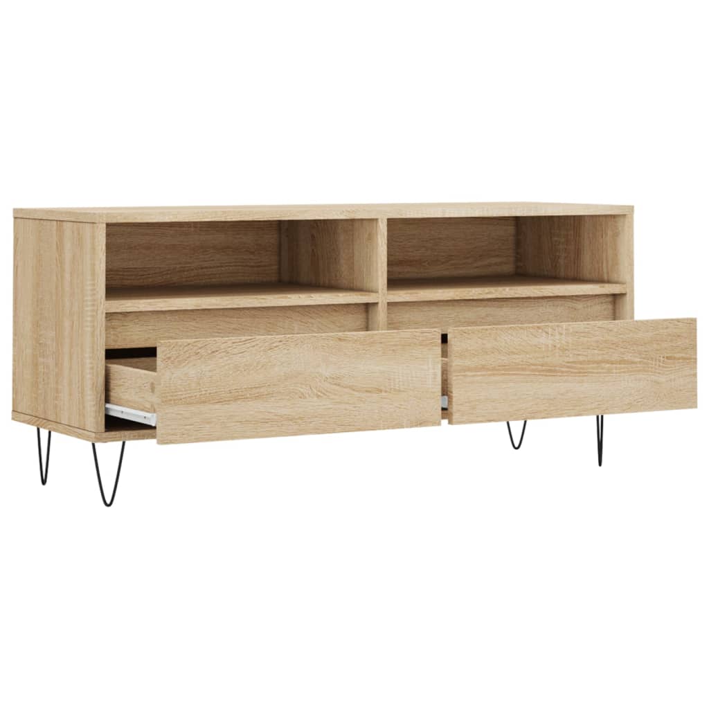 Tv-meubel 100x34,5x44,5 cm bewerkt hout eikenkleurig