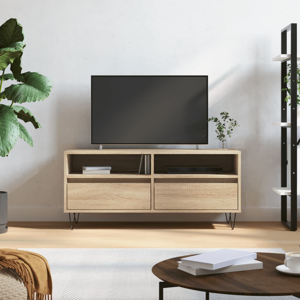 Tv-meubel 100x34,5x44,5 cm bewerkt hout eikenkleurig