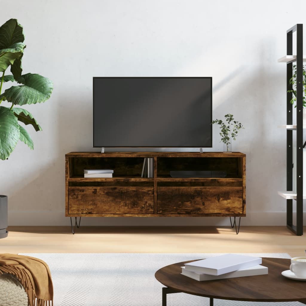 Tv-meubel 100x34,5x44,5 cm bewerkt hout eikenkleurig