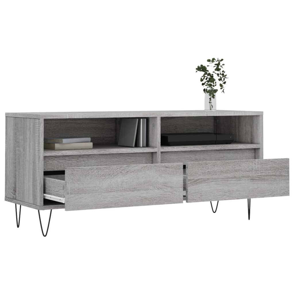 Tv-meubel 100x34,5x44,5 cm bewerkt hout eikenkleurig