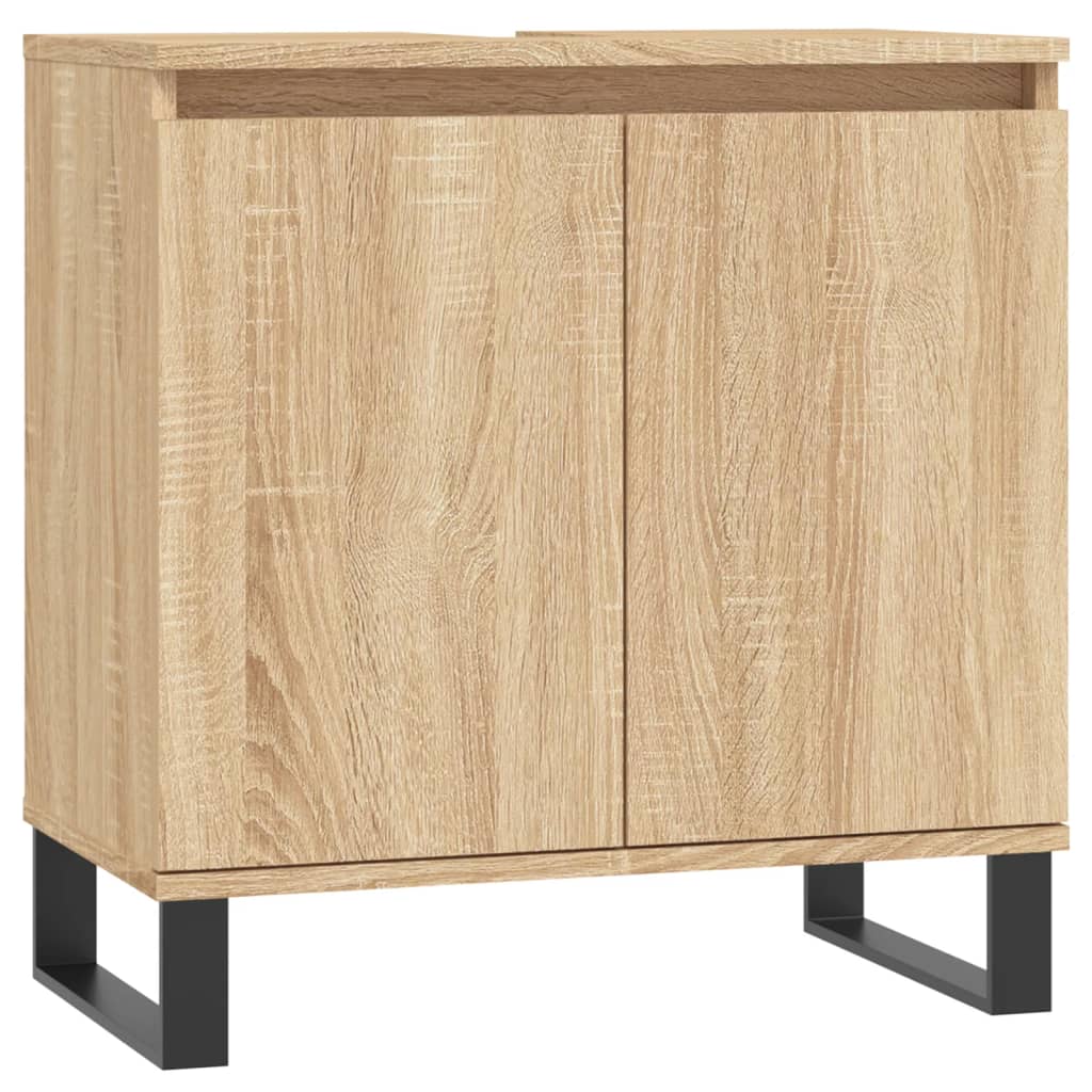 Badkamerkast 58x33x60 cm bewerkt hout eikenkleurig