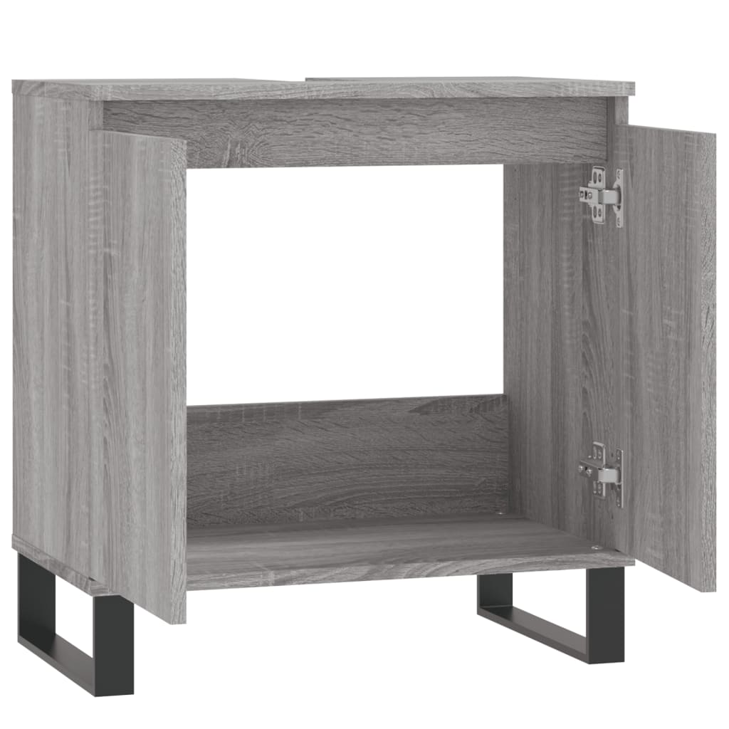 Badkamerkast 58x33x60 cm bewerkt hout eikenkleurig