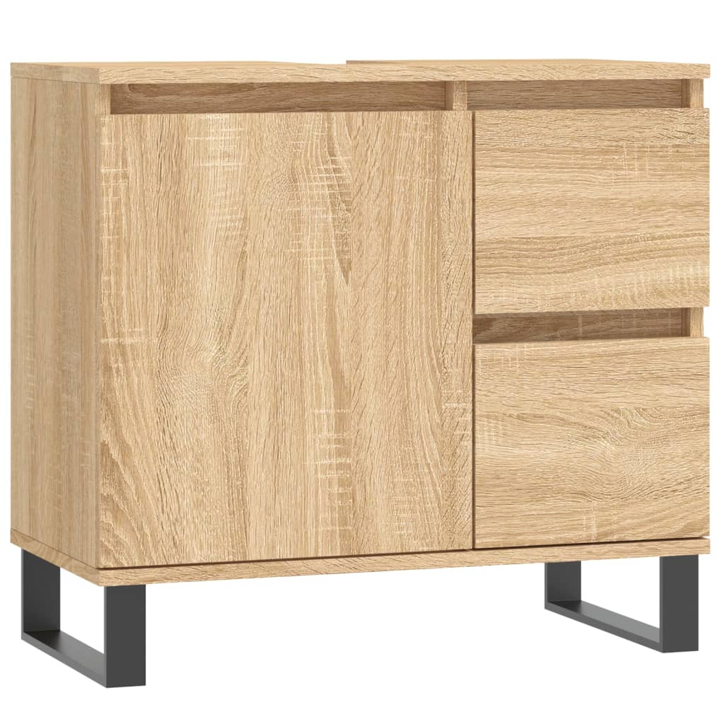 Badkamerkast 65x33x60 cm bewerkt hout bruin eikenkleur