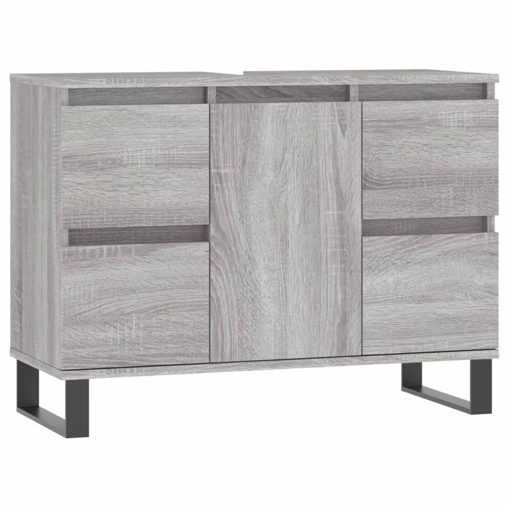 Badkamerkast 80x33x60 cm bewerkt hout eikenkleurig