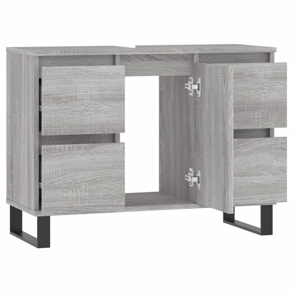 Badkamerkast 80x33x60 cm bewerkt hout eikenkleurig