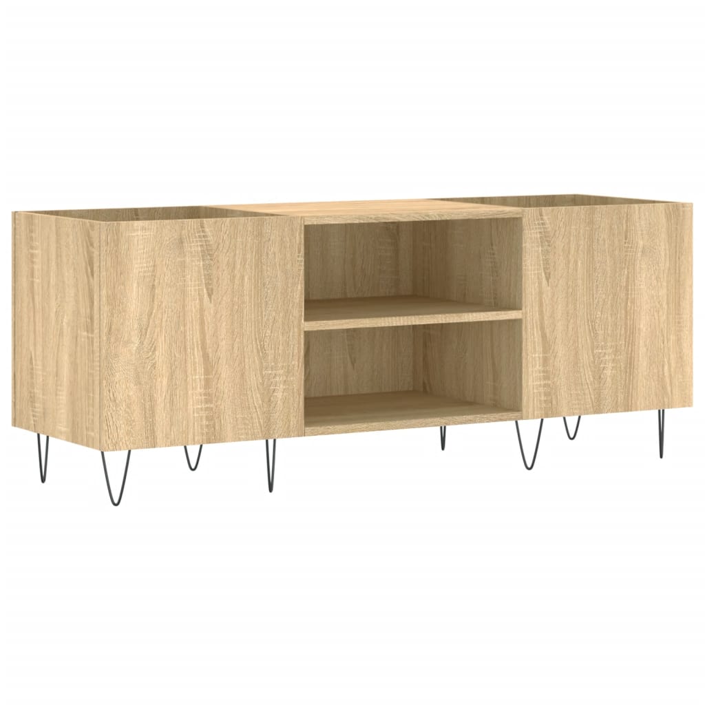 Platenkast 121x38x48 cm bewerkt hout eikenkleurig