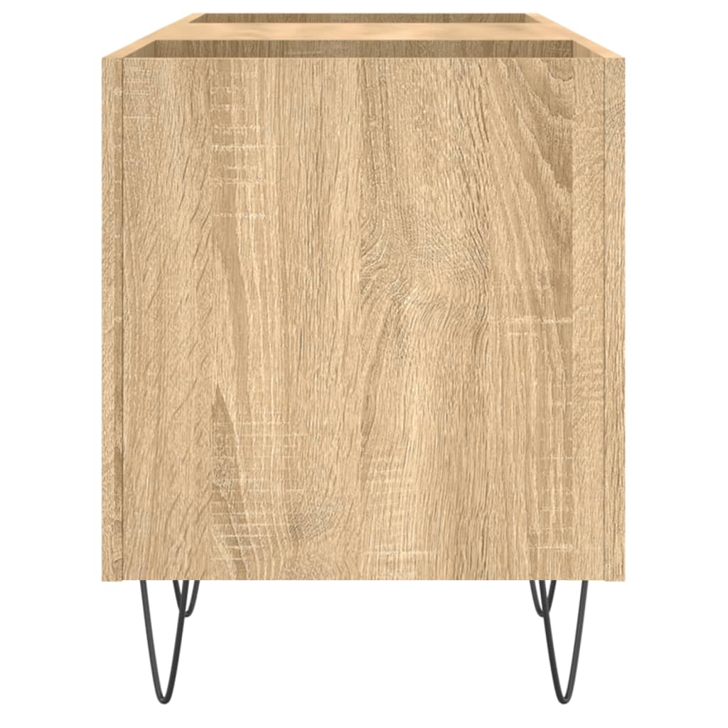 Platenkast 121x38x48 cm bewerkt hout eikenkleurig