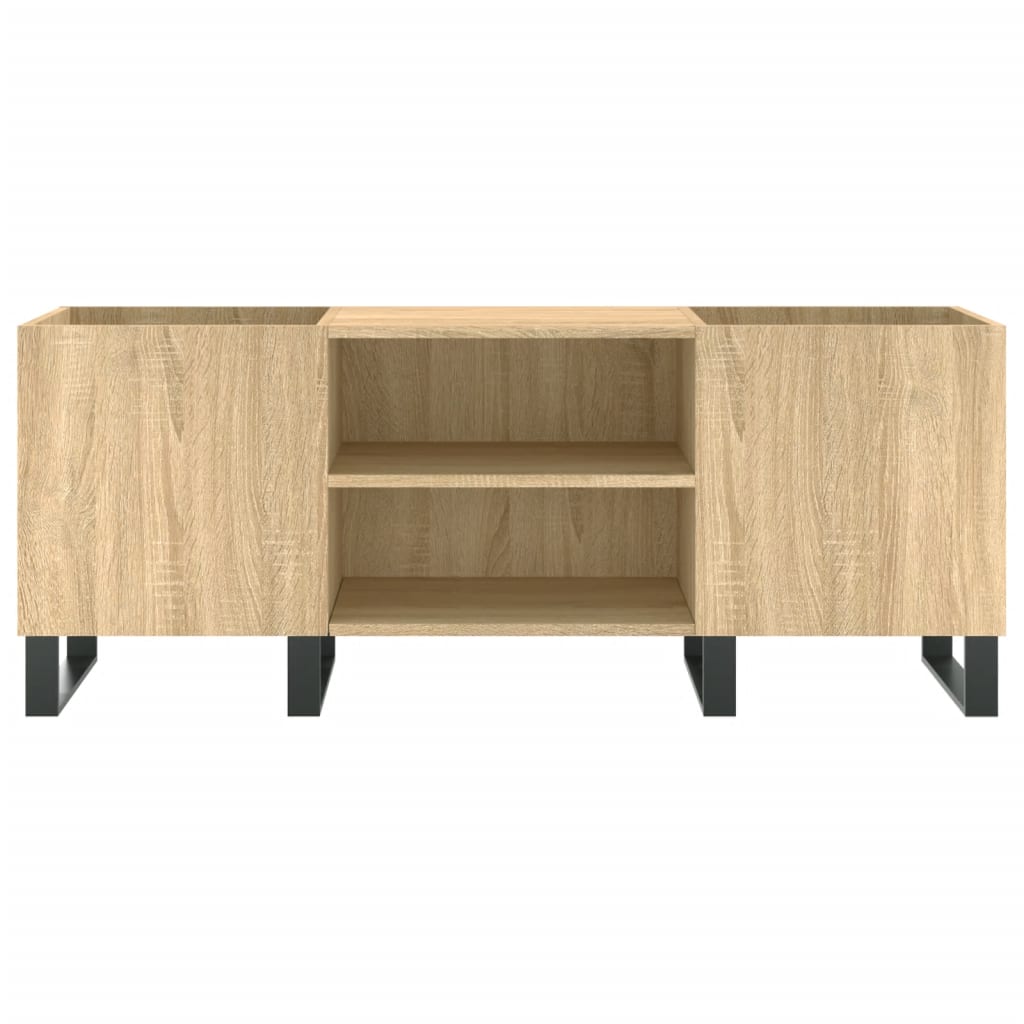 Platenkast 121x38x48 cm bewerkt hout eikenkleurig