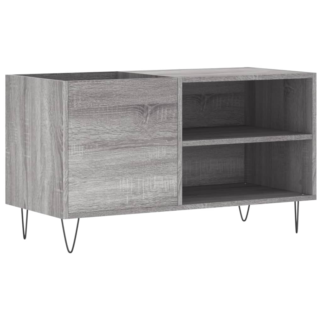 Platenkast 85x38x48 cm bewerkt hout hoogglans wit