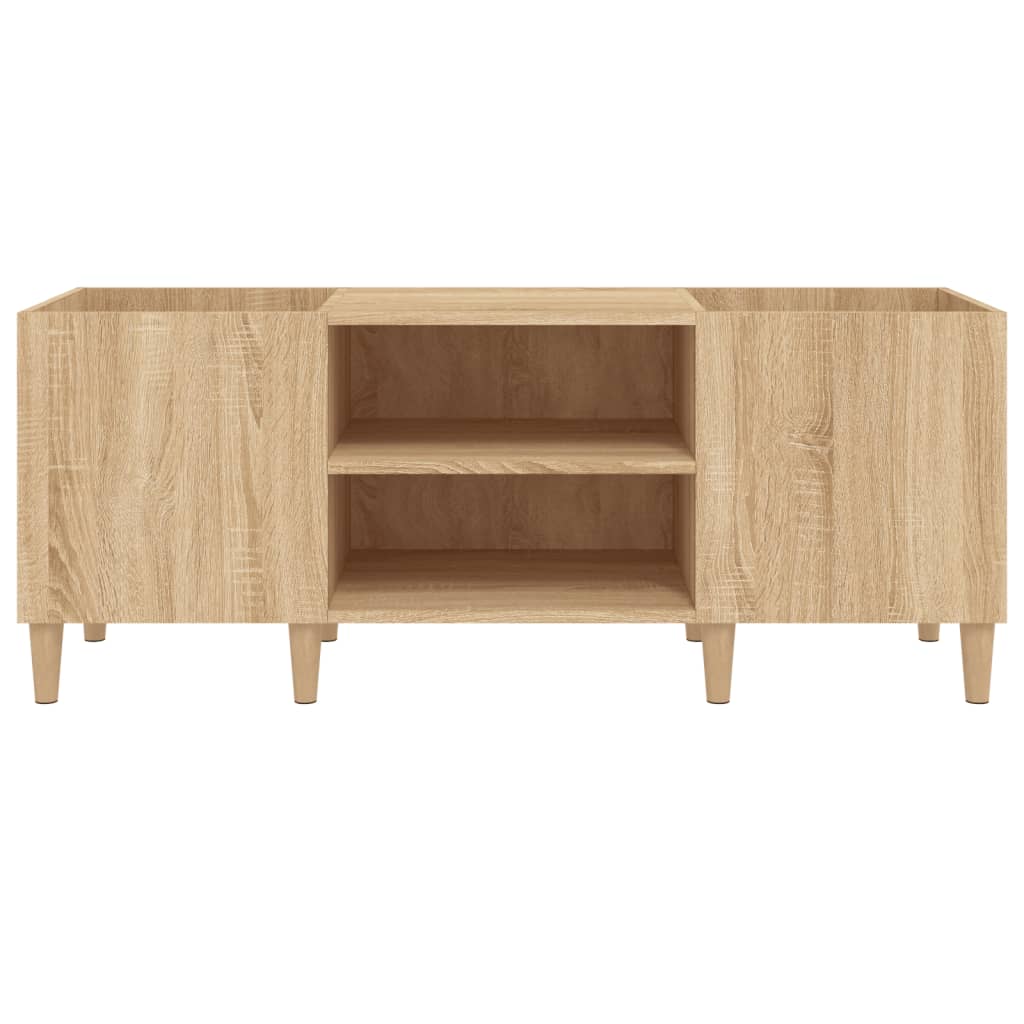 Platenkast 121x38x48 cm bewerkt hout bruin eikenkleur