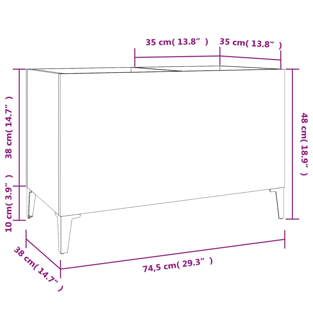 Platenkast 74,5x38x48 cm bewerkt hout