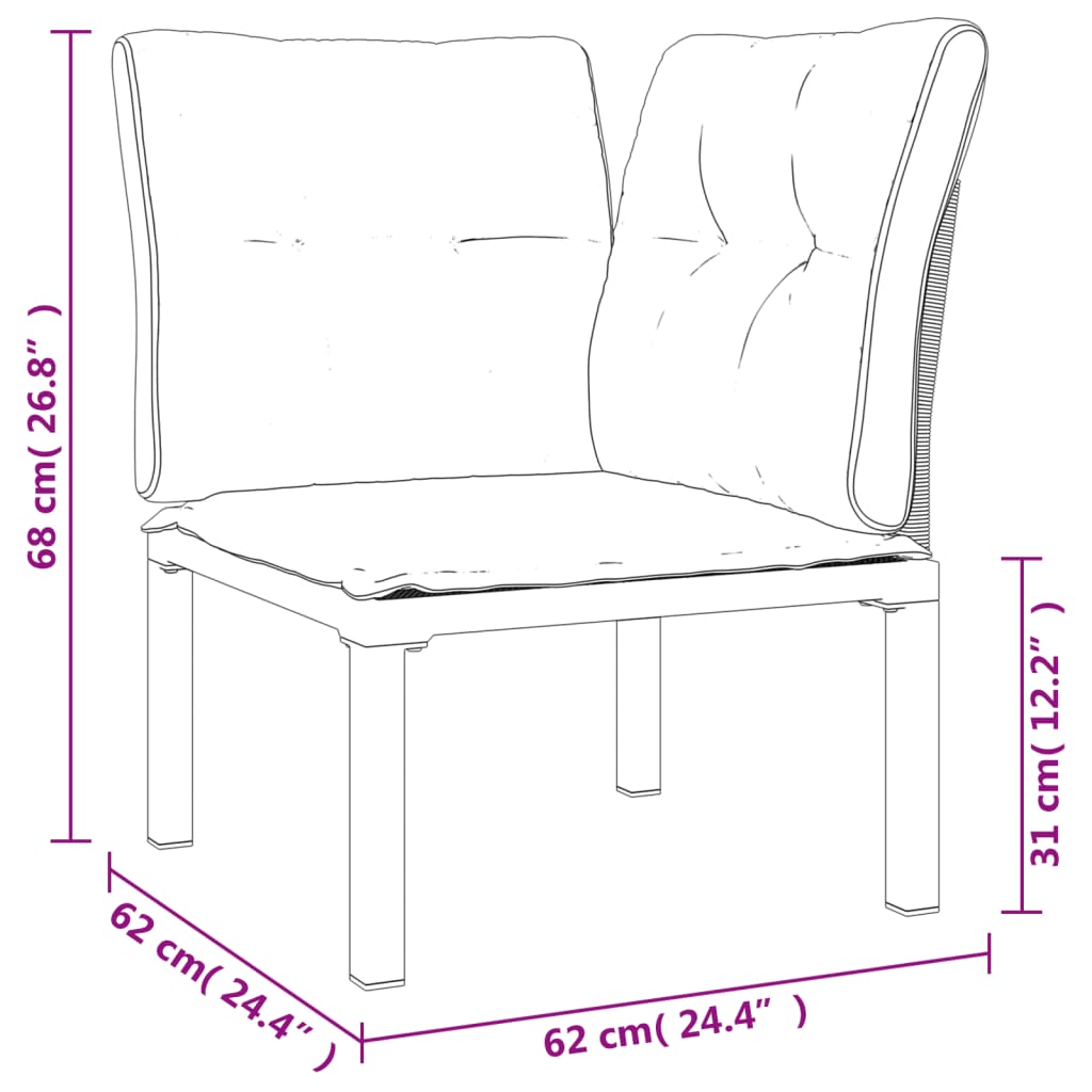 5-delige Loungeset poly rattan zwart en grijs