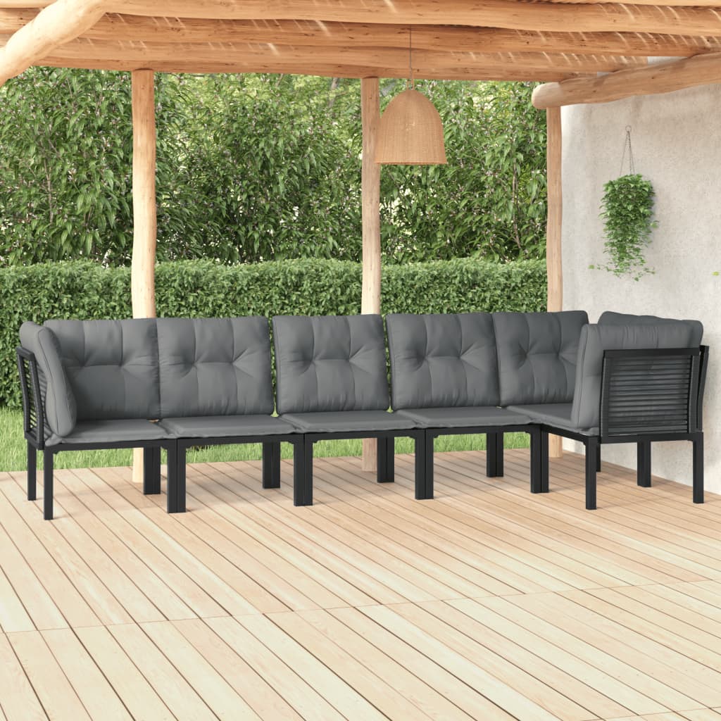 4-delige Loungeset poly rattan zwart en grijs