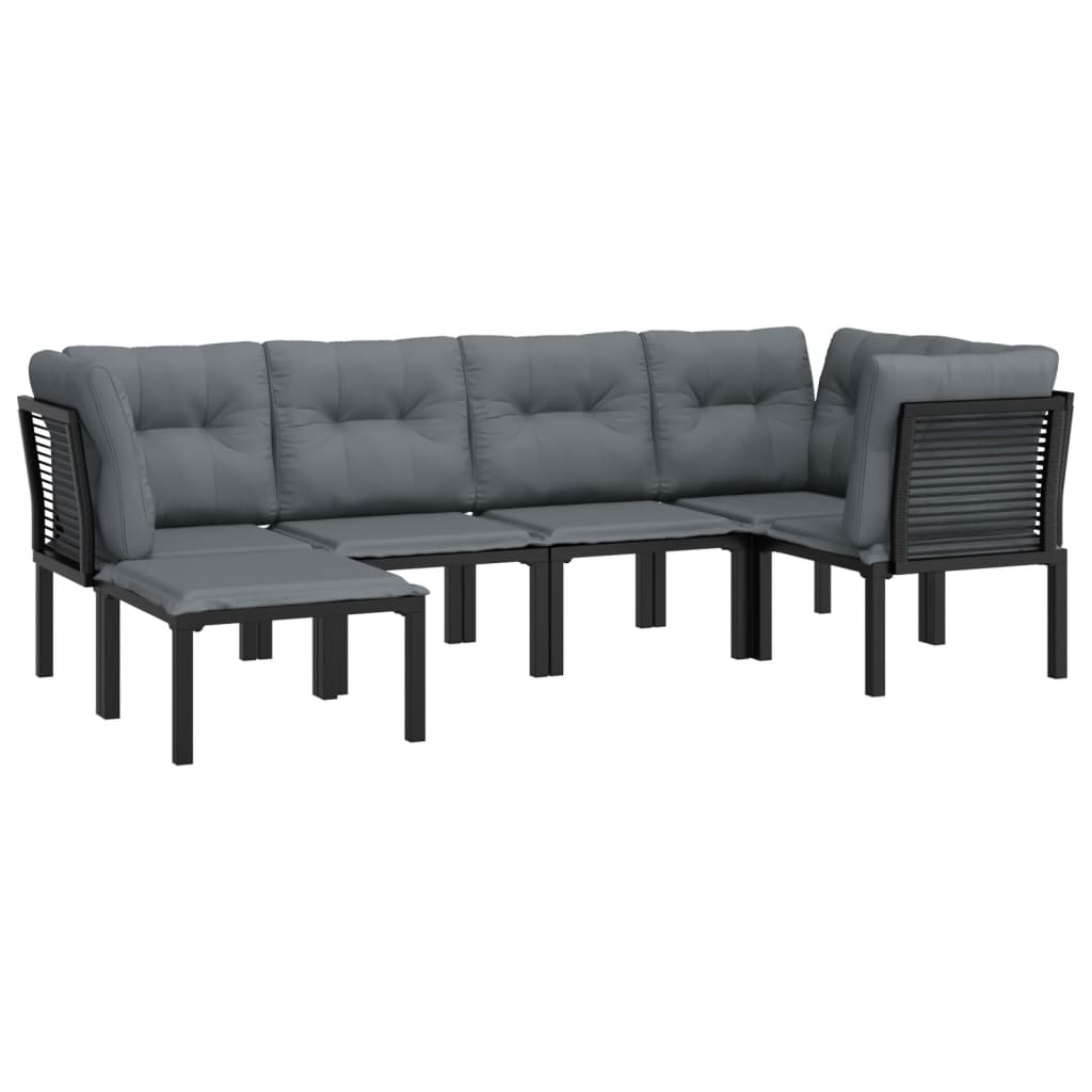 7-delige Loungeset poly rattan zwart en grijs