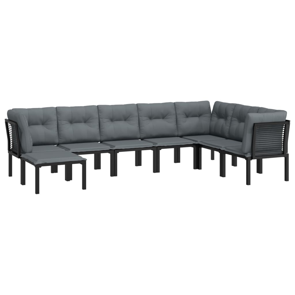 8-delige Loungeset poly rattan zwart en grijs