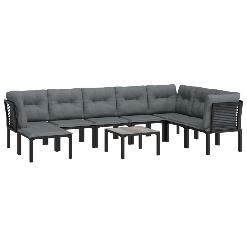 8-delige Loungeset poly rattan zwart en grijs