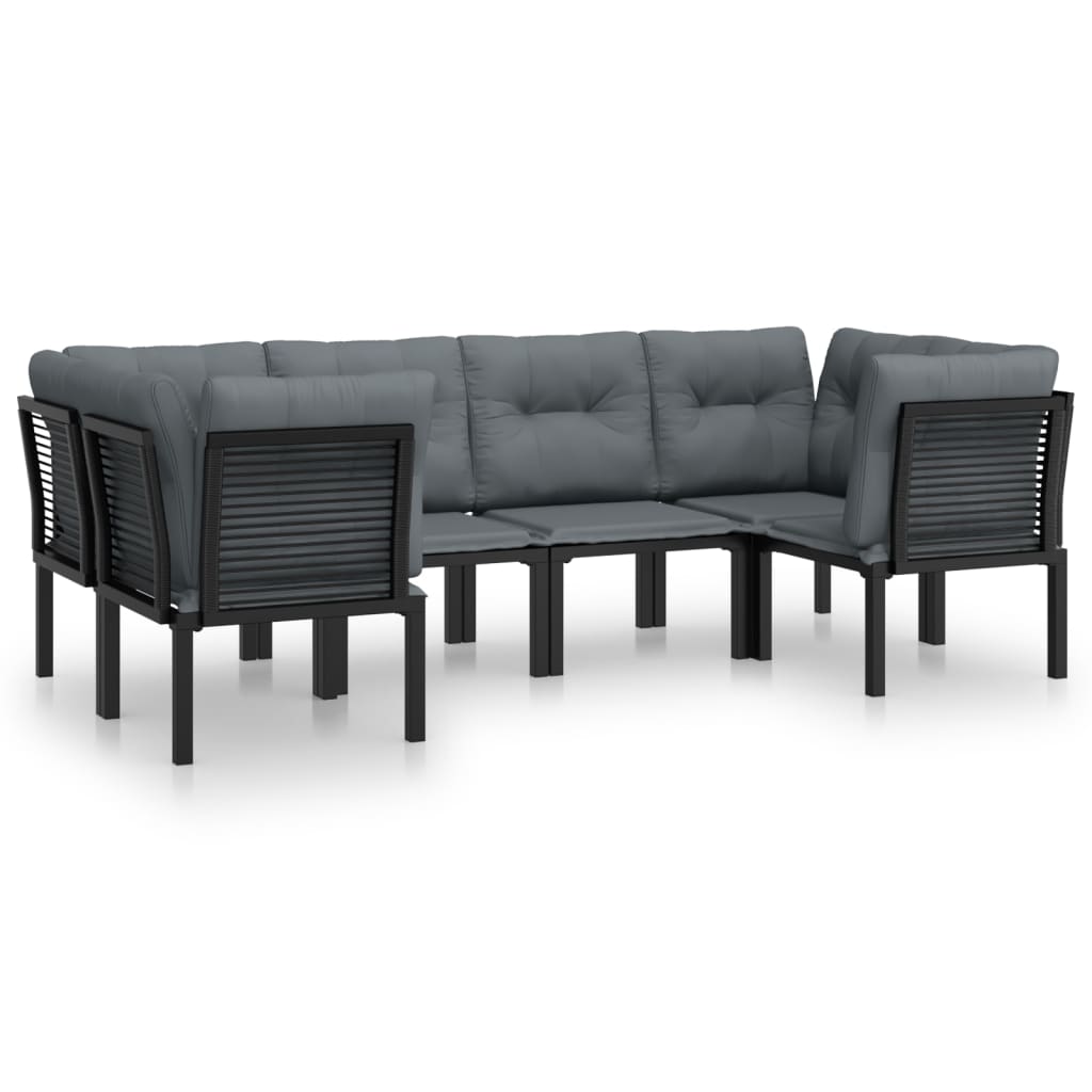 8-delige Loungeset poly rattan zwart en grijs