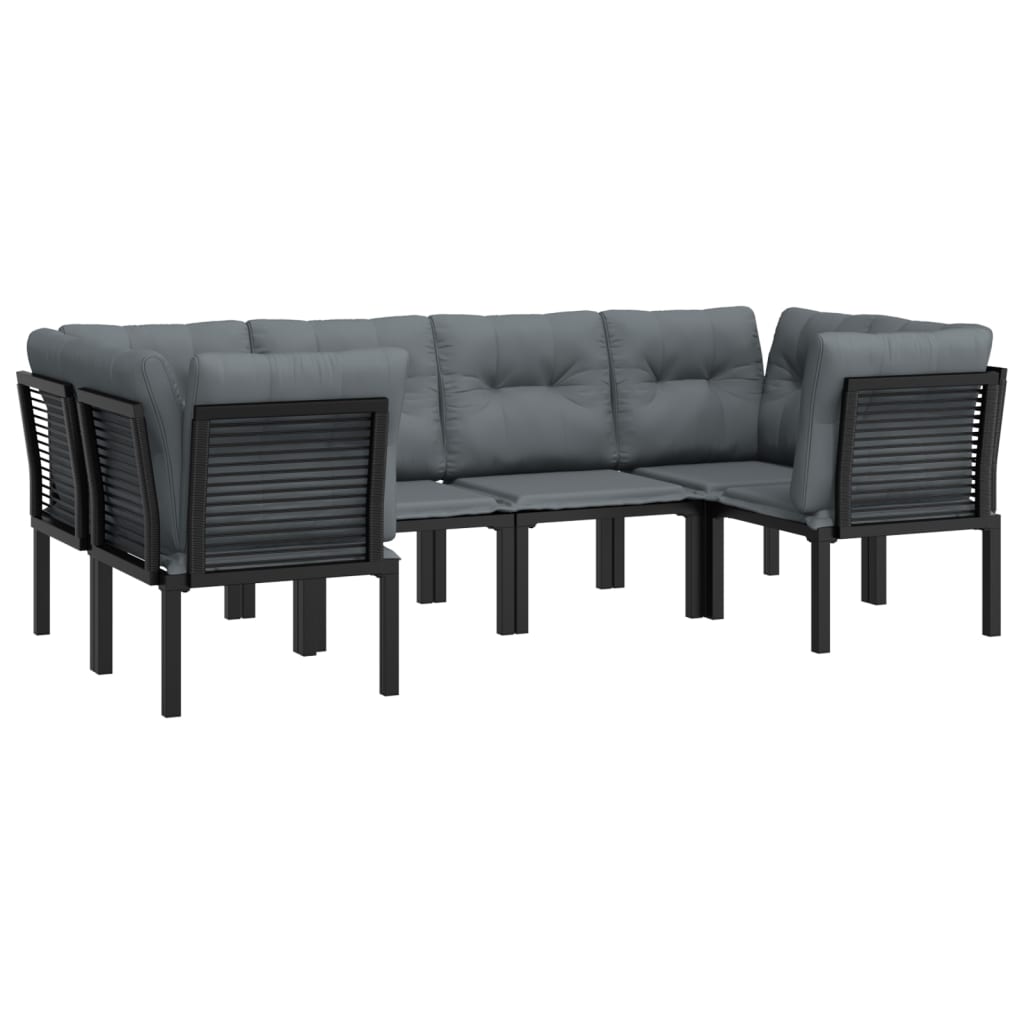 8-delige Loungeset poly rattan zwart en grijs