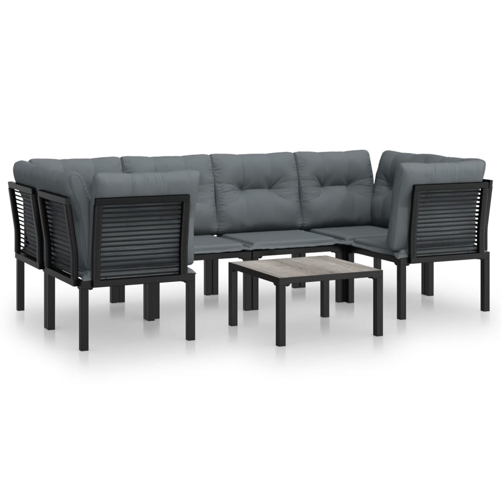 8-delige Loungeset poly rattan zwart en grijs