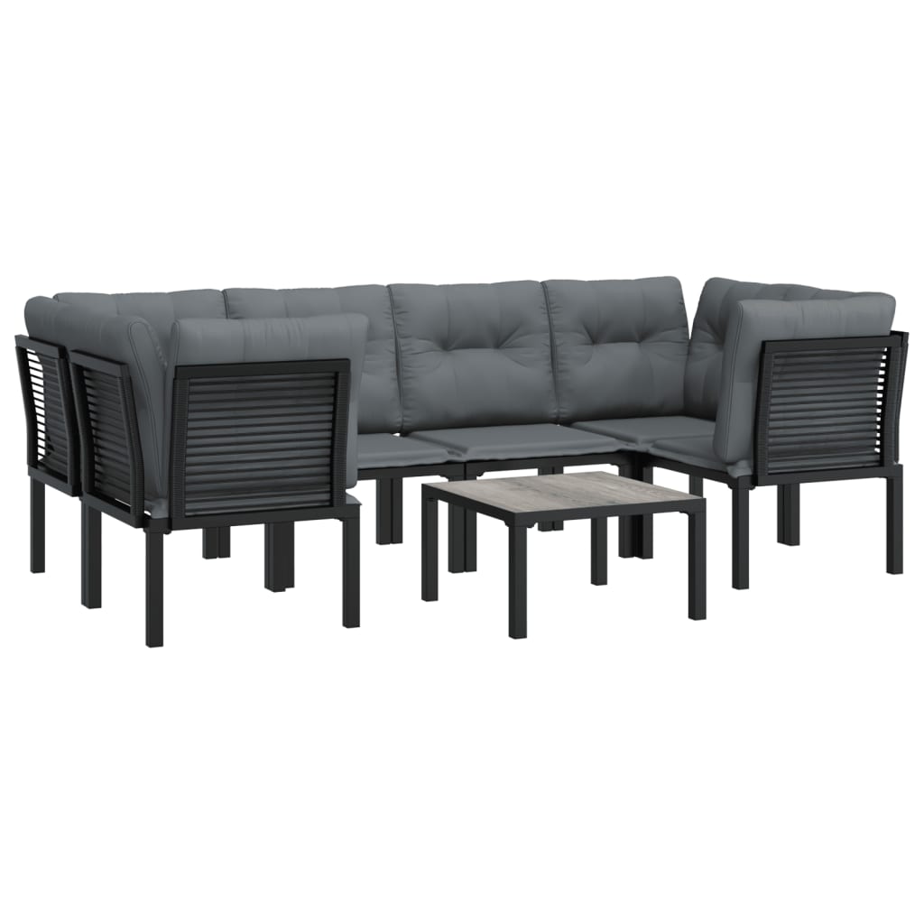 8-delige Loungeset poly rattan zwart en grijs