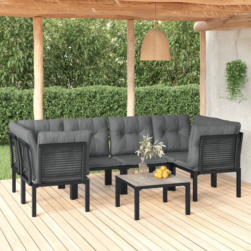 8-delige Loungeset poly rattan zwart en grijs