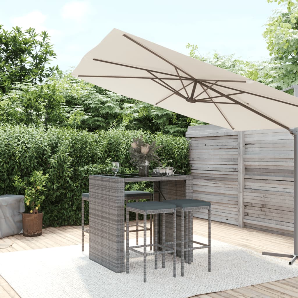 7-delige Tuinbarset met kussens poly rattan