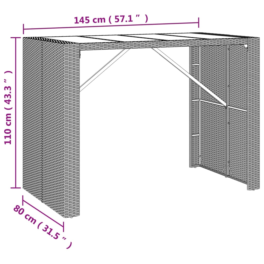 7-delige Tuinbarset met kussens poly rattan