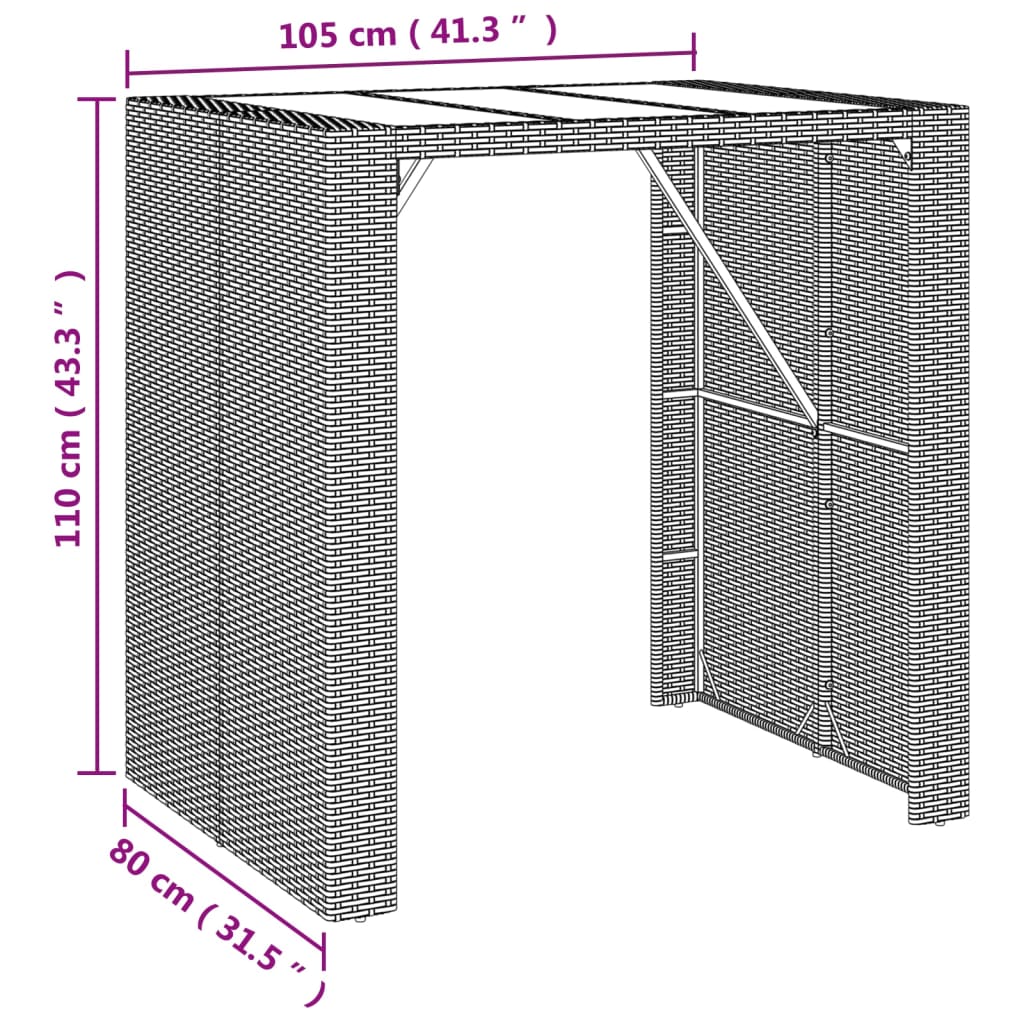 9-delige Tuinbarset met kussens poly rattan