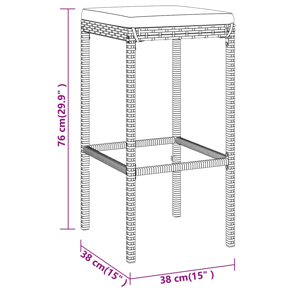 9-delige Tuinbarset met kussens poly rattan