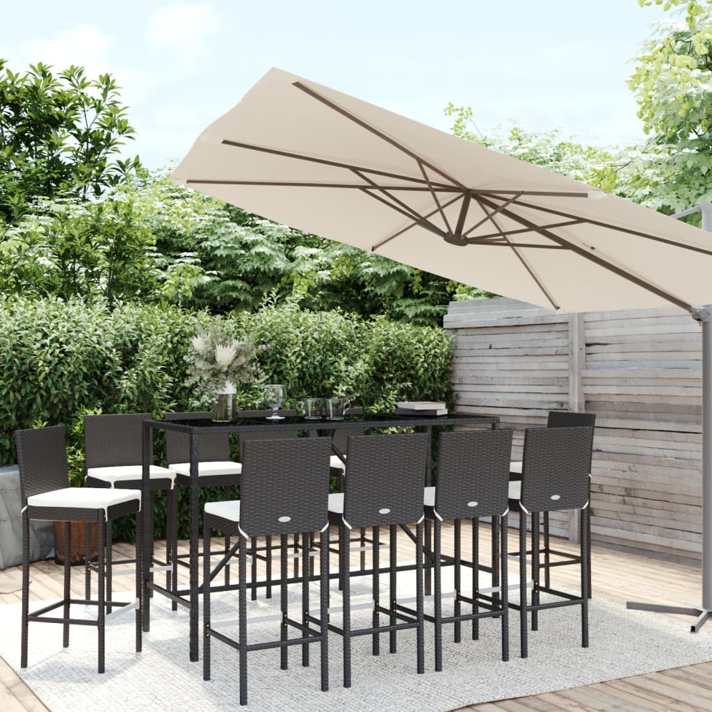 5-delige Tuinbarset met kussens poly rattan