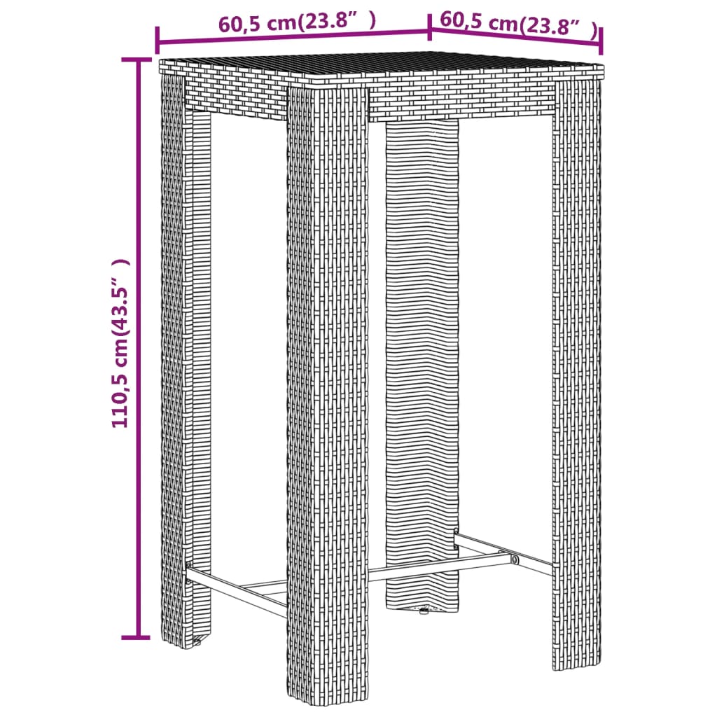 5-delige Tuinbarset poly rattan en massief acaciahout