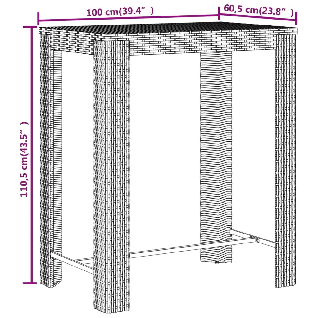 5-delige Tuinbarset poly rattan en massief acaciahout