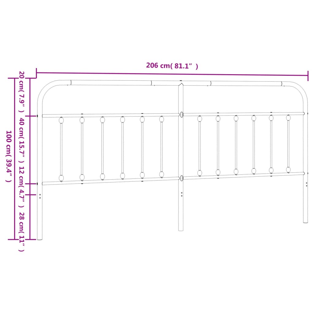 Hoofdbord metaal 120 cm